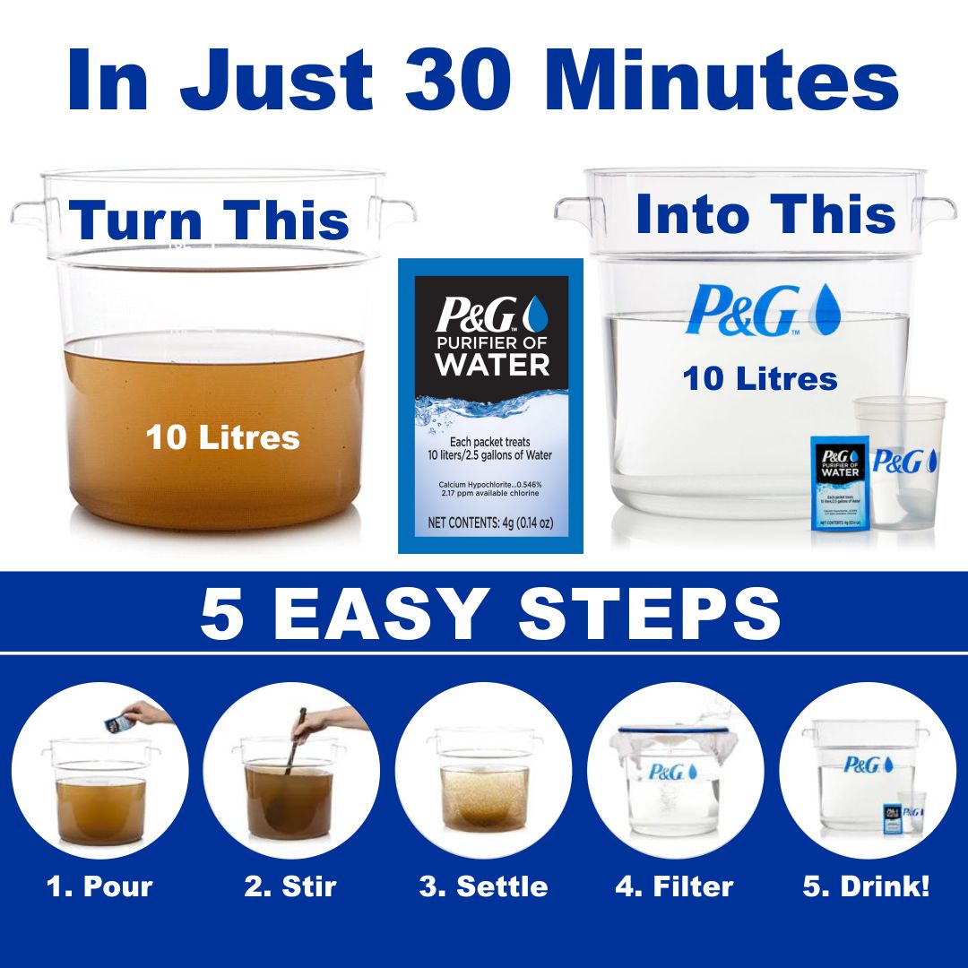 P&G Purifier Of Water Sachets Clean Any Fresh Water Source